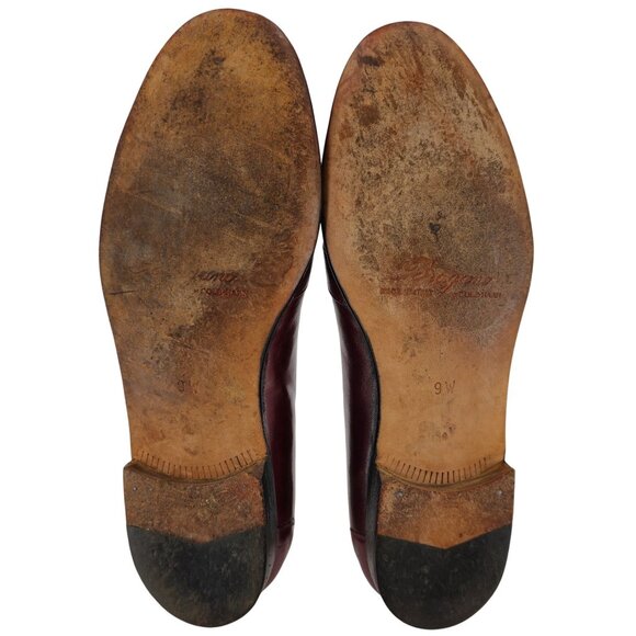 Vintage Bragano Cole Haan Italy Burgundy Leather Dress Shoe Men 9 Tassel Loafers - Picture 3 of 12